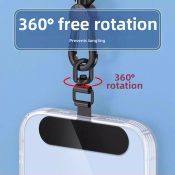 Tālruņa lanyarda stiprinājums ar 360° rotējošu metāla klipu, metāls, elektroplakāts, universāls, ģeometriska forma