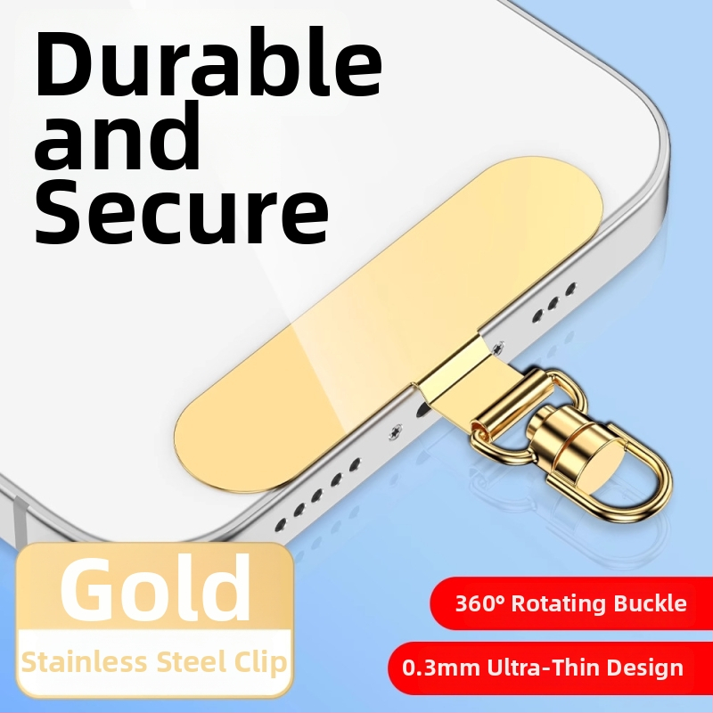 Tālruņa lanyarda stiprinājums ar 360° rotējošu metāla klipu, metāls, elektroplakāts, universāls, ģeometriska forma