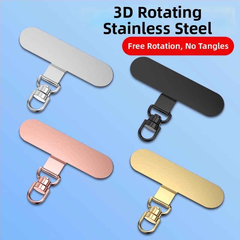 Tālruņa lanyarda stiprinājums ar 360° rotējošu metāla klipu, metāls, elektroplakāts, universāls, ģeometriska forma