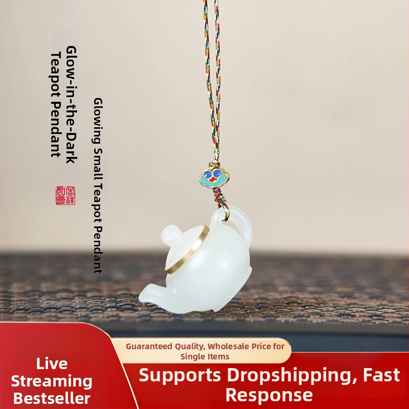 Telefónny reťaz v čínskom štýle s luminiscenčným kameňom, gravírované a leštené spracovanie, vzor s držiakom hrnčeka, leto 2025