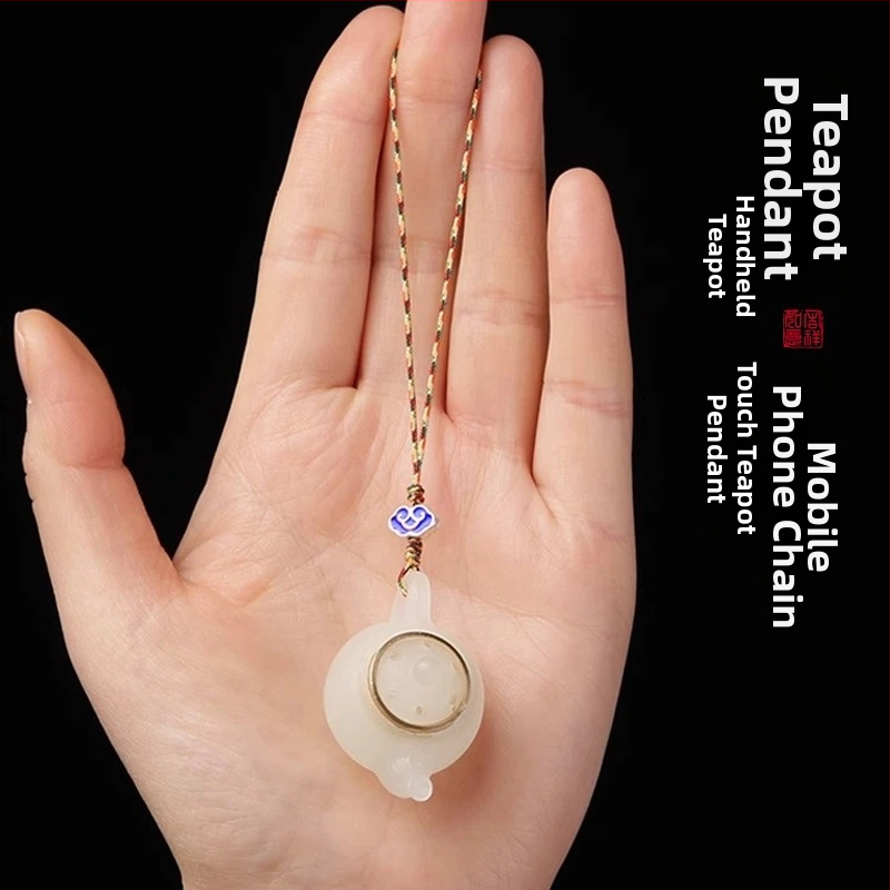 Telefónny reťaz v čínskom štýle s luminiscenčným kameňom, gravírované a leštené spracovanie, vzor s držiakom hrnčeka, leto 2025