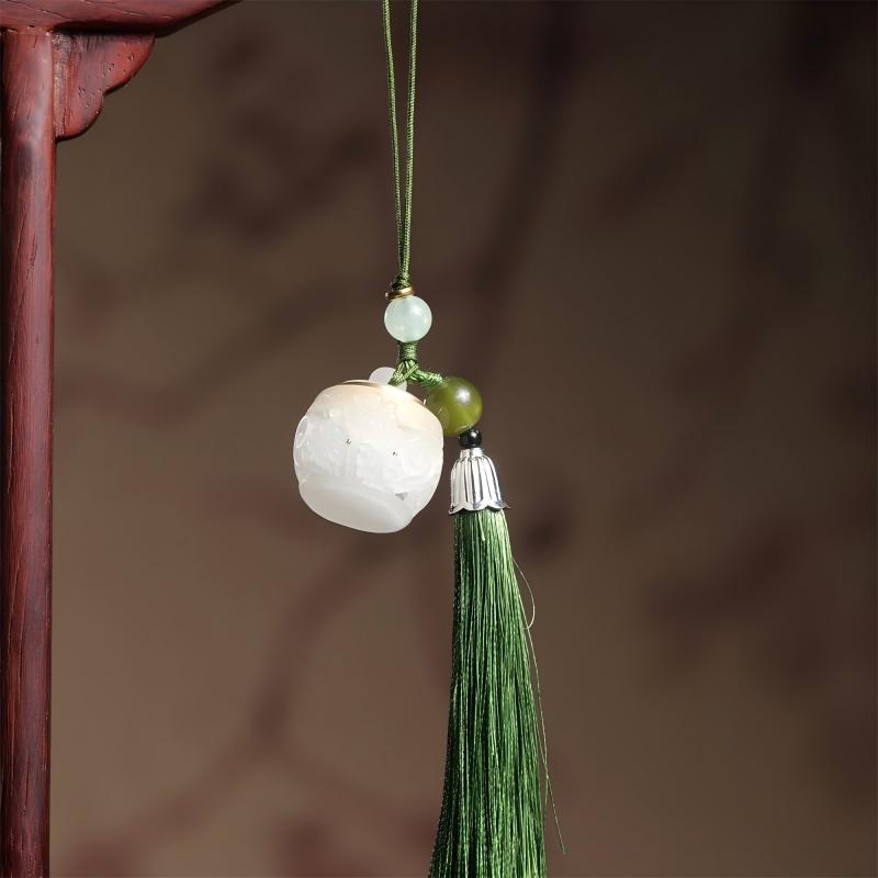 Telefónny reťaz v čínskom štýle s luminiscenčným kameňom, gravírované a leštené spracovanie, vzor s držiakom hrnčeka, leto 2025