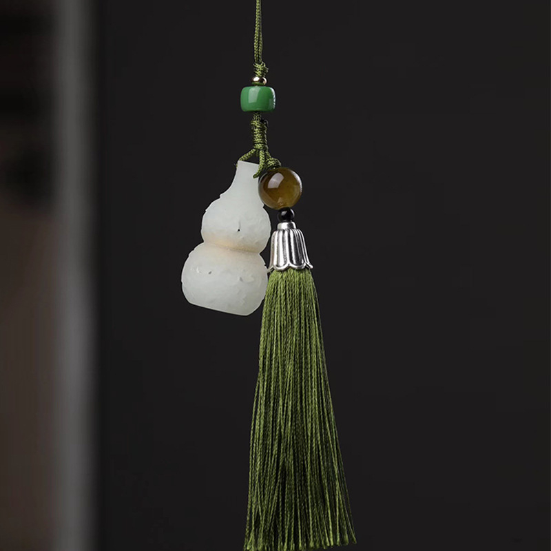 Telefónny reťaz v čínskom štýle s luminiscenčným kameňom, gravírované a leštené spracovanie, vzor s držiakom hrnčeka, leto 2025