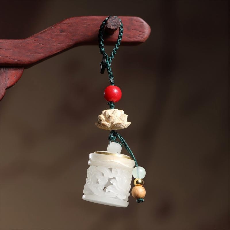 Telefónny reťaz v čínskom štýle s luminiscenčným kameňom, gravírované a leštené spracovanie, vzor s držiakom hrnčeka, leto 2025