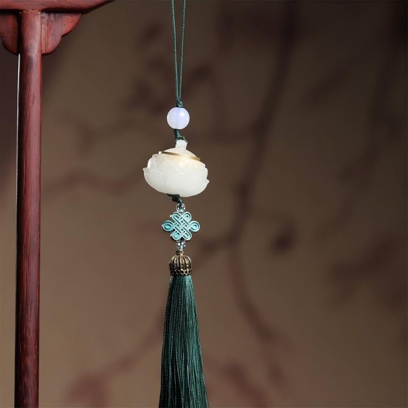 Telefónny reťaz v čínskom štýle s luminiscenčným kameňom, gravírované a leštené spracovanie, vzor s držiakom hrnčeka, leto 2025