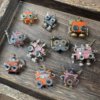 Punk robotski privjesak za ogrlicu – ručno izrađeno od legure, uzorak konstelacije/zodijaka, punk stil, vrhunski model