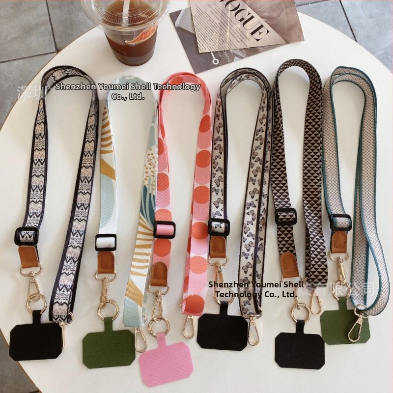 Popruh na mobilný telefón, unisex, nylon, kovová pracka, ručne vyrobené