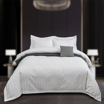 Калъф за завивка за хотелско спално бельо - сатен на ивици, полиестер, поръчково производство