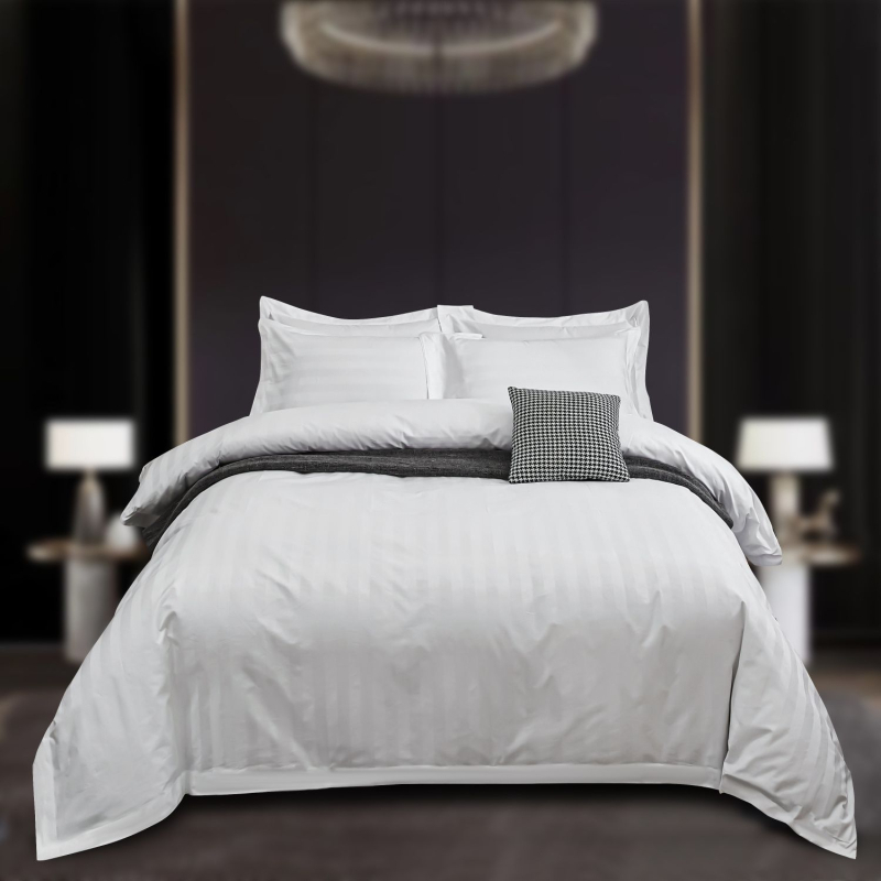 Калъф за завивка за хотелско спално бельо - сатен на ивици, полиестер, поръчково производство