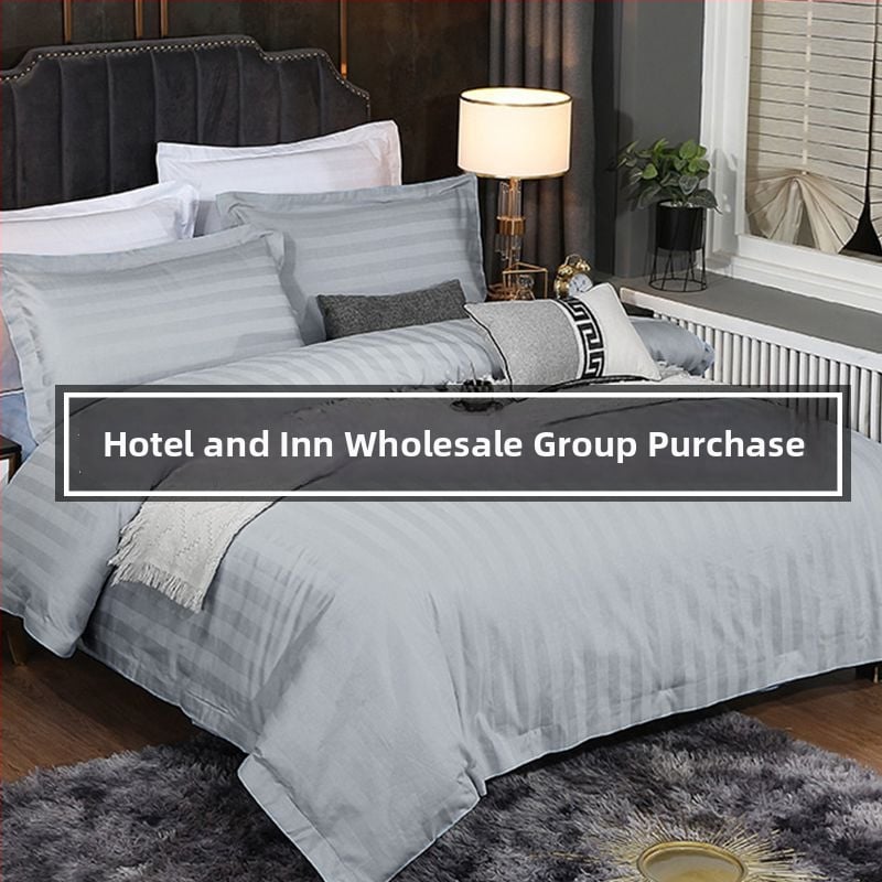 Калъф за завивка за хотелско спално бельо - сатен на ивици, полиестер, поръчково производство