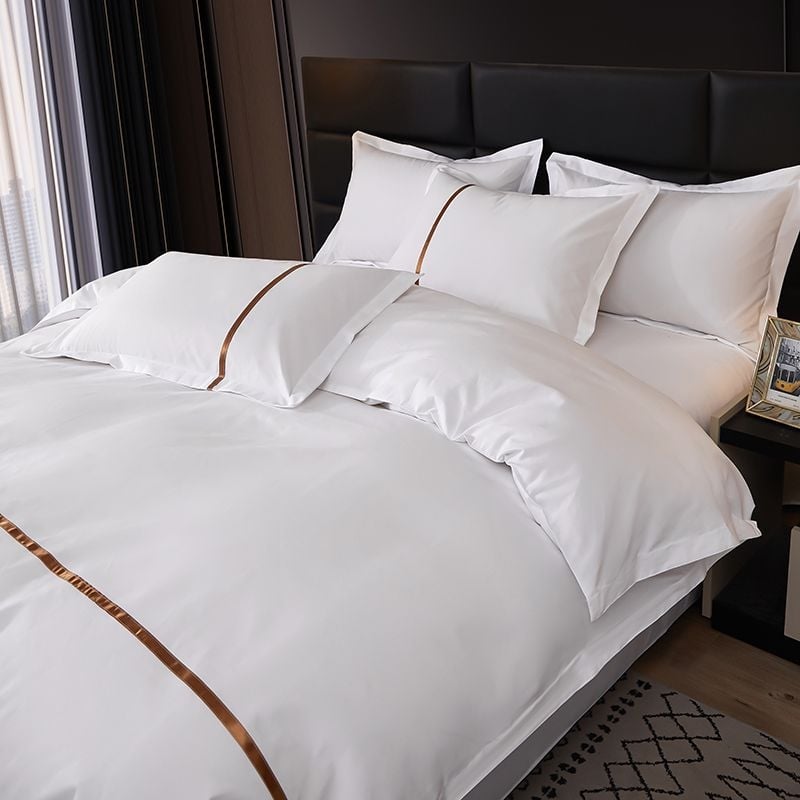 Калъф за завивка за хотелско спално бельо - сатен на ивици, полиестер, поръчково производство