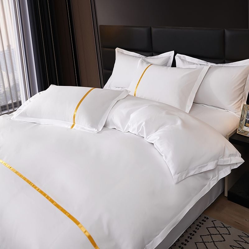 Калъф за завивка за хотелско спално бельо - сатен на ивици, полиестер, поръчково производство