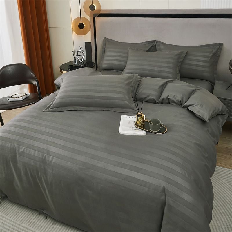 Калъф за завивка за хотелско спално бельо - сатен на ивици, полиестер, поръчково производство