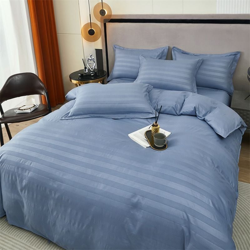 Калъф за завивка за хотелско спално бельо - сатен на ивици, полиестер, поръчково производство