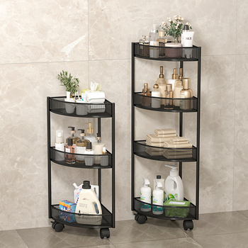 Dulap de depozitare triunghiular pentru baie, podea, din fier, cu 4 rafturi