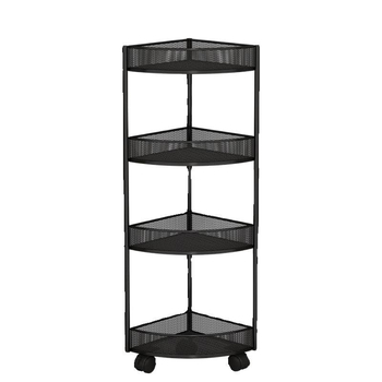 Dulap de depozitare triunghiular pentru baie, podea, din fier, cu 4 rafturi