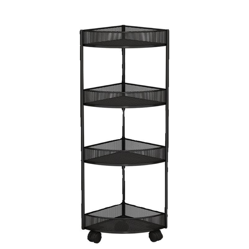 Dulap de depozitare triunghiular pentru baie, podea, din fier, cu 4 rafturi