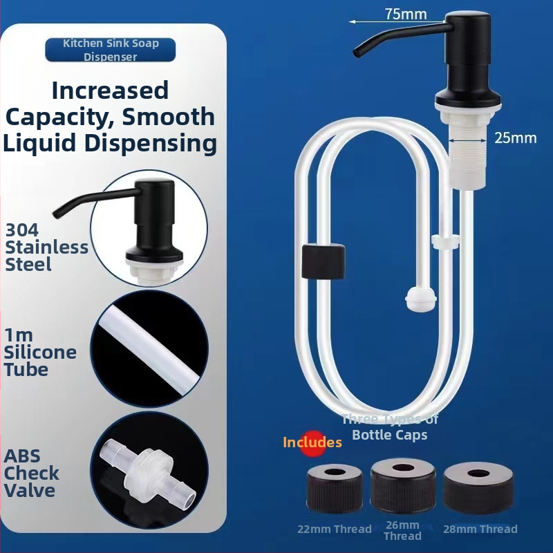 Диспенсер за сапун за кухненска мивка с удължителен механизъм, ръчно натискане, стил Лайт Лукс; Материал: ABS + силиконов гел; Тегло: 202 g; Обработка: електроплатина