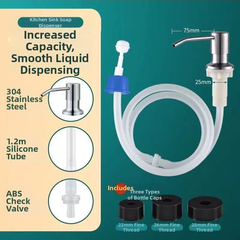 Диспенсер за сапун за кухненска мивка с удължителен механизъм, ръчно натискане, стил Лайт Лукс; Материал: ABS + силиконов гел; Тегло: 202 g; Обработка: електроплатина