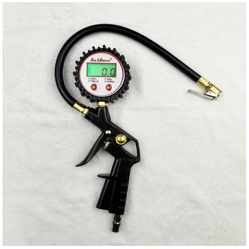 Manometar tlaka u gumama automobila s digitalnim zaslonom i mehaničkim pokazivačem, raspon 0-220 psi, preciznost 0,1, aluminijska legura