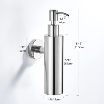 Дозатор за сапун за баня, 304 неръждаема стомана, ръчно натискане, Yongxin, модерен минималистичен стил (Финиш: гланциран; Тегло: 440 g)