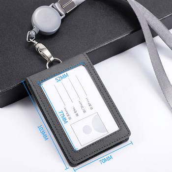 Θήκη ταυτότητας με καπάκι που ανοίγει και αποσπώμενο λουράκι, χωρητικότητα 2 καρτών, 1 πτυχή πορτοφόλι, PU υλικό, εσωτερική συνθετική δέρμα, στυλ επιχειρηματικής μετακίνησης