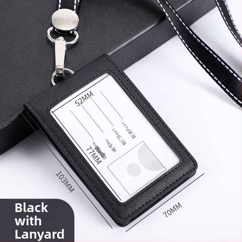 Θήκη ταυτότητας με καπάκι που ανοίγει και αποσπώμενο λουράκι, χωρητικότητα 2 καρτών, 1 πτυχή πορτοφόλι, PU υλικό, εσωτερική συνθετική δέρμα, στυλ επιχειρηματικής μετακίνησης