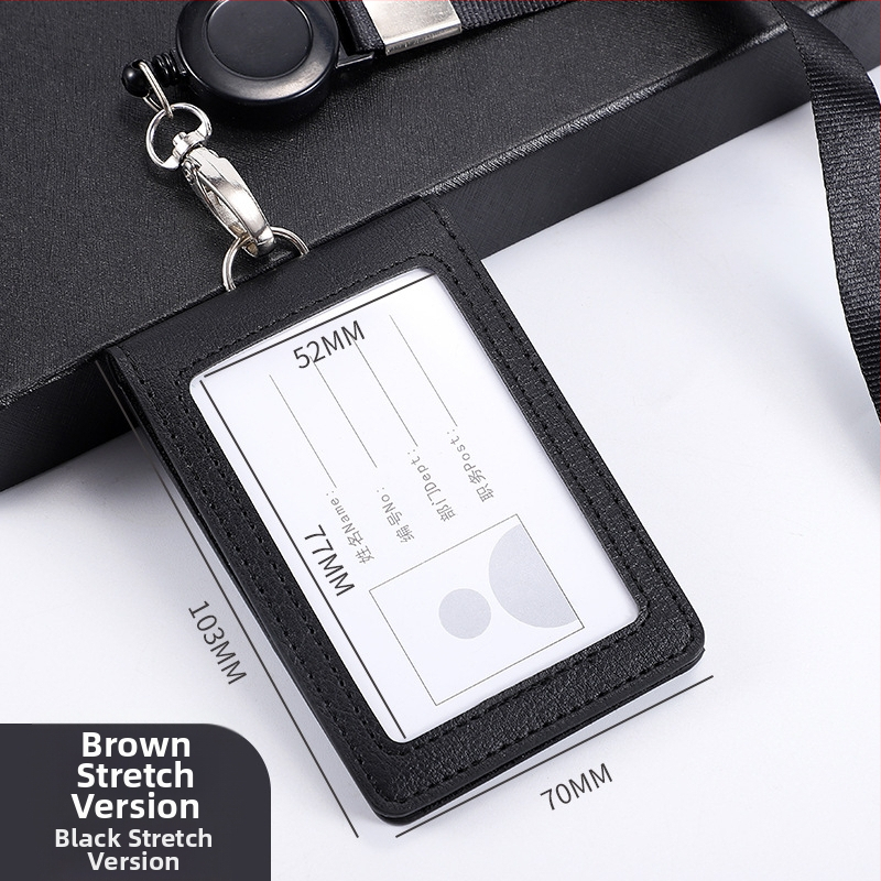 Θήκη ταυτότητας με καπάκι που ανοίγει και αποσπώμενο λουράκι, χωρητικότητα 2 καρτών, 1 πτυχή πορτοφόλι, PU υλικό, εσωτερική συνθετική δέρμα, στυλ επιχειρηματικής μετακίνησης
