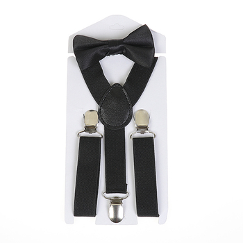 Σετ παιδικές τιράντες με ελαστικό ύφασμα - πολυεστέρας + ελαστάνη, μεγάλη ελαστικότητα, 3 κλιπ, ρυθμιζόμενο μήκος, σταυρωτές πίσω