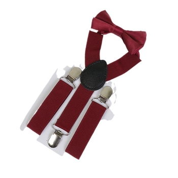 Σετ παιδικές τιράντες με ελαστικό ύφασμα - πολυεστέρας + ελαστάνη, μεγάλη ελαστικότητα, 3 κλιπ, ρυθμιζόμενο μήκος, σταυρωτές πίσω