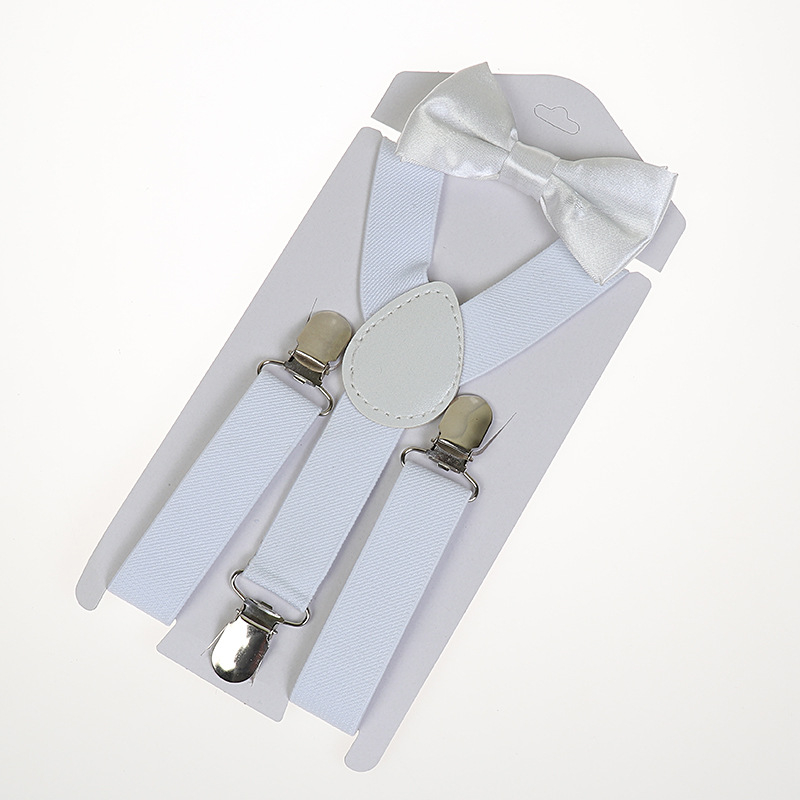 Σετ παιδικές τιράντες με ελαστικό ύφασμα - πολυεστέρας + ελαστάνη, μεγάλη ελαστικότητα, 3 κλιπ, ρυθμιζόμενο μήκος, σταυρωτές πίσω