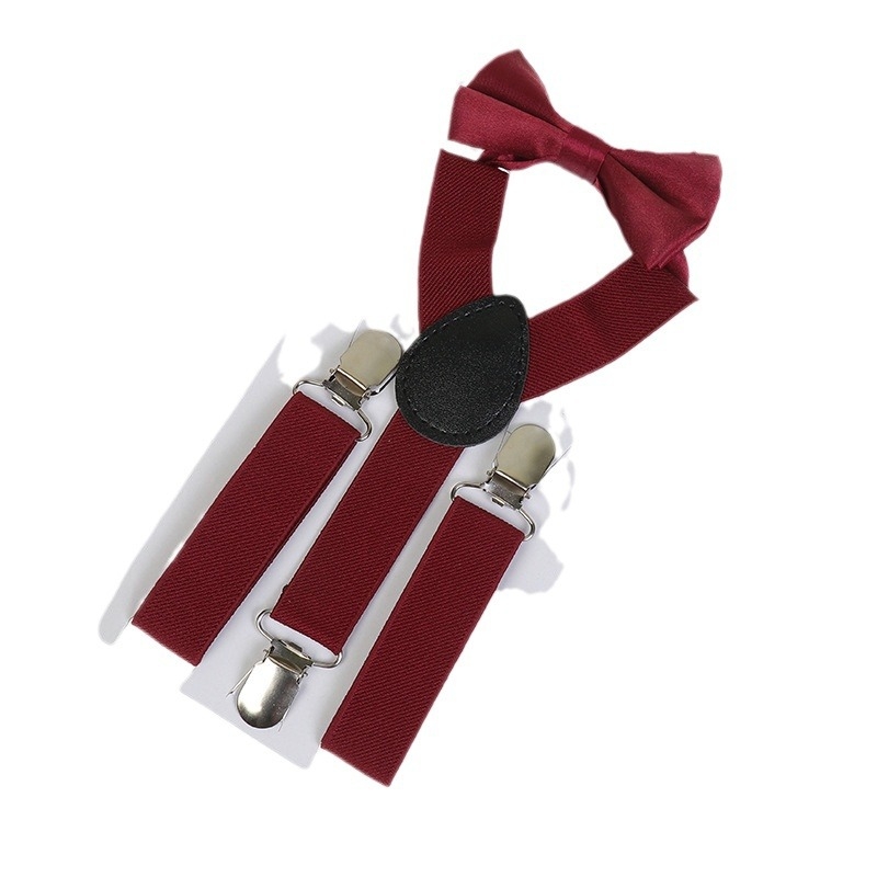 Σετ παιδικές τιράντες με ελαστικό ύφασμα - πολυεστέρας + ελαστάνη, μεγάλη ελαστικότητα, 3 κλιπ, ρυθμιζόμενο μήκος, σταυρωτές πίσω