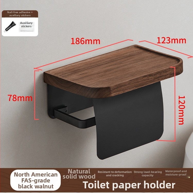 Ξύλινο αναδιπλούμενο ράφι πετσετών μπάνιου, δύο επίπεδα, μοντέλο Walnut bathroom set, φορτίο 10–15 kg, φινίρισμα οξείδωσης