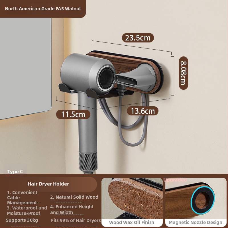 Ξύλινο αναδιπλούμενο ράφι πετσετών μπάνιου, δύο επίπεδα, μοντέλο Walnut bathroom set, φορτίο 10–15 kg, φινίρισμα οξείδωσης