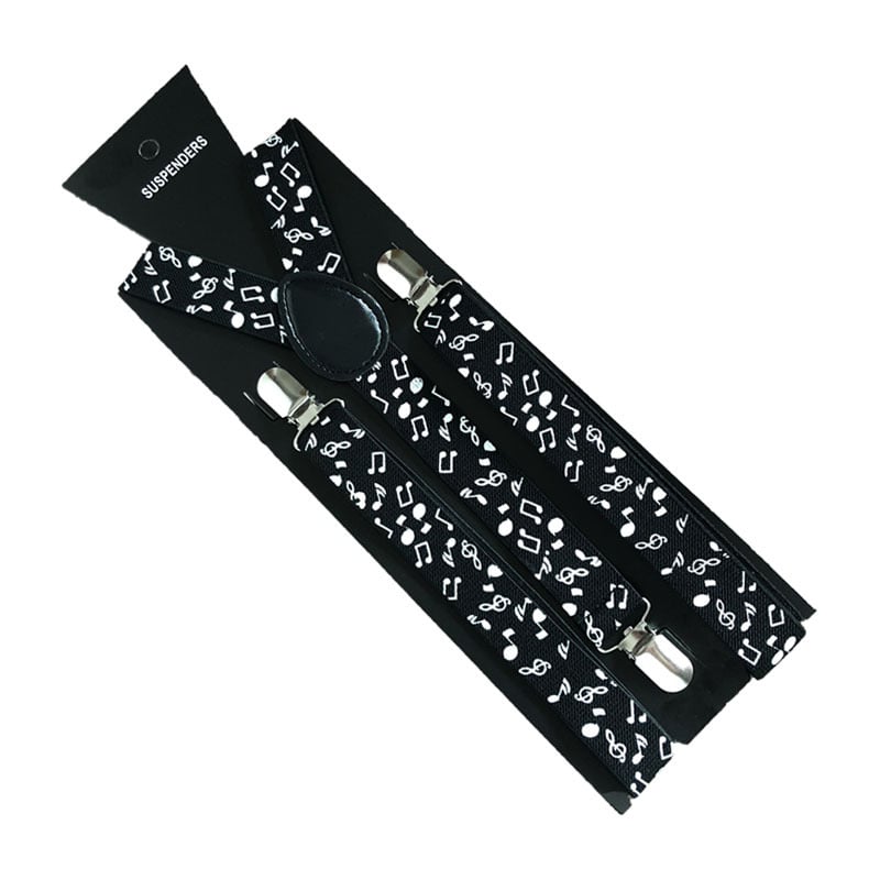 Tregeri za hlače za odrasle, unisex s motivom glazbene note, podesive, 3 kopče
