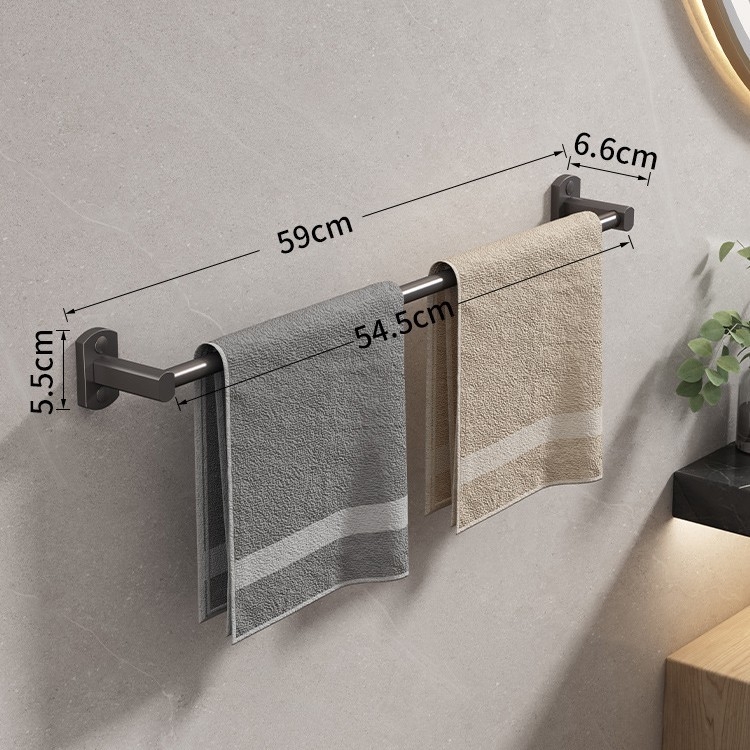 Zidni držač za ručnike bez bušenja, od aluminija, premaz sprejem plastike, nosivost 15 kg, 1–2 razine, stil svijetlog luksuza