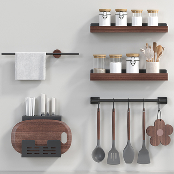 Ράφι αποθήκευσης μπάνιου από καρυδιά, εγκατάσταση χωρίς τρύπες στον τοίχο, συνδυασμός αλουμινίου και ξύλου, φόρτος 40 kg, ένα επίπεδο, επεξεργασία επιφανειας: χωρίς σκόνη και αδιάβροχο κερί για μούχλα, μοντέρνο μινιμαλιστικό στυλ