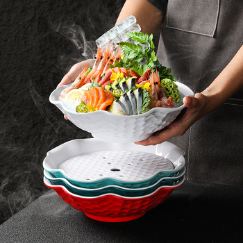 Melamin posuda za suhi led za sashimi i plodove mora, posebno oblikovana ploča s prilagođenim logotipom, za hotele