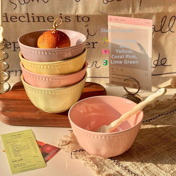 Reliefná keramická miska s podglazúrovou úpravou, nordický štýl, guľatá, vhodná do mikrovlnky