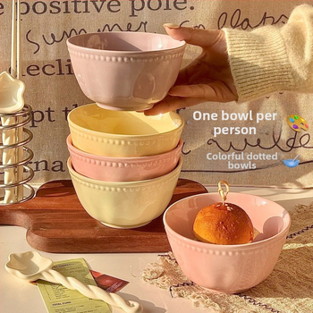 Reliefná keramická miska s podglazúrovou úpravou, nordický štýl, guľatá, vhodná do mikrovlnky