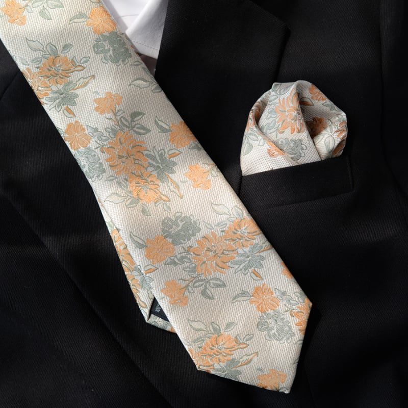 Cravată florală – Jacquard, poliester, căptușită cu mătase poliesterică, design masculin, stil săgeată, pentru ținute de seară