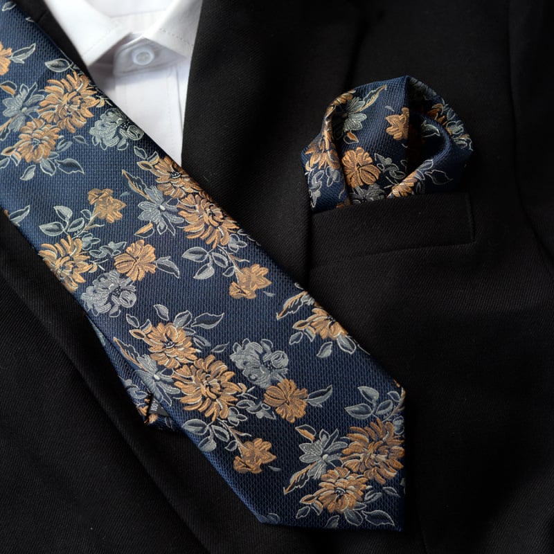 Cravată florală – Jacquard, poliester, căptușită cu mătase poliesterică, design masculin, stil săgeată, pentru ținute de seară