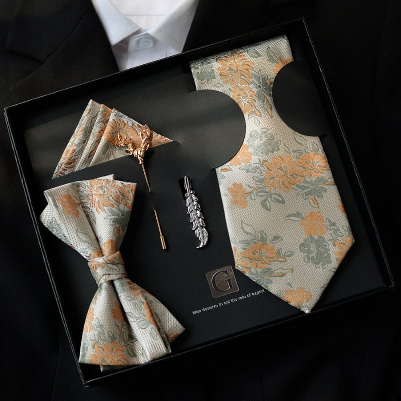 Cravată florală – Jacquard, poliester, căptușită cu mătase poliesterică, design masculin, stil săgeată, pentru ținute de seară