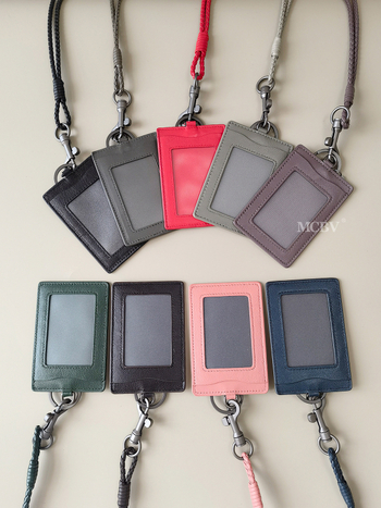 MCBV Θήκη Κάρτας ID από Γνήσιο Δέρμα, Χειροποίητη Πλέξη, Με Κορδόνι, Για Ανδρες Και Γυναίκες, 1 Πτυχής Σχέδιο, Πολυεστερική Επένδυση