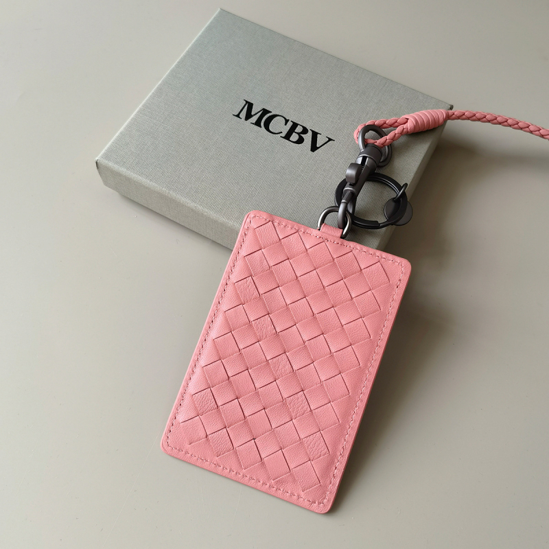 MCBV Θήκη Κάρτας ID από Γνήσιο Δέρμα, Χειροποίητη Πλέξη, Με Κορδόνι, Για Ανδρες Και Γυναίκες, 1 Πτυχής Σχέδιο, Πολυεστερική Επένδυση