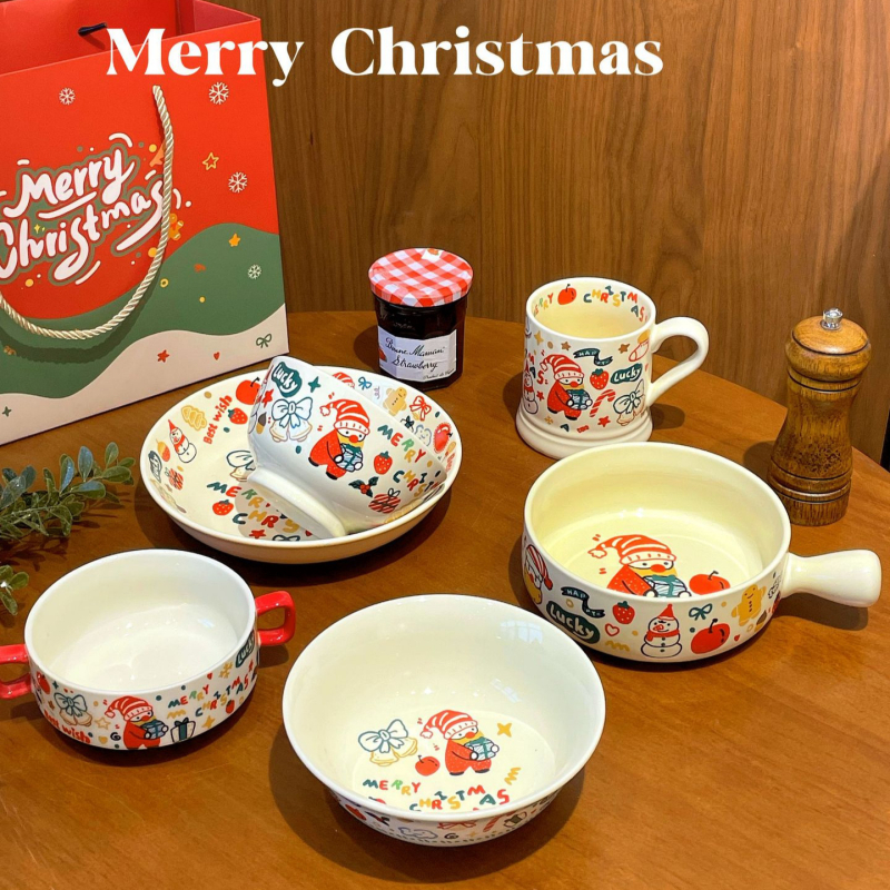 Set de boluri ceramice pentru o singură persoană: bol pentru tăiței, bol pentru orez și cană, formă circulară, subglazură, stil drăguț, compatibil cu microunde