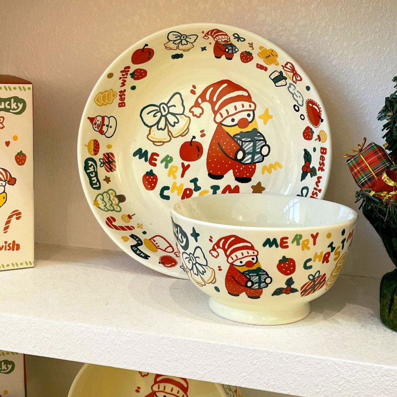 Set de boluri ceramice pentru o singură persoană: bol pentru tăiței, bol pentru orez și cană, formă circulară, subglazură, stil drăguț, compatibil cu microunde