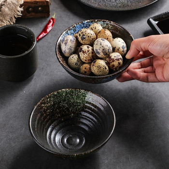 Japonský štýl porcelánová miska na ryžu, kruhový tvar, mikrovlnná vhodná, farebná glazúra, súprava riadu, možnosť potlače loga