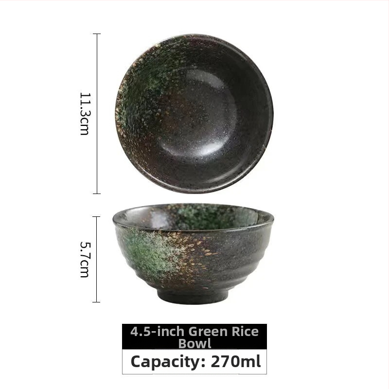 Japonský štýl porcelánová miska na ryžu, kruhový tvar, mikrovlnná vhodná, farebná glazúra, súprava riadu, možnosť potlače loga