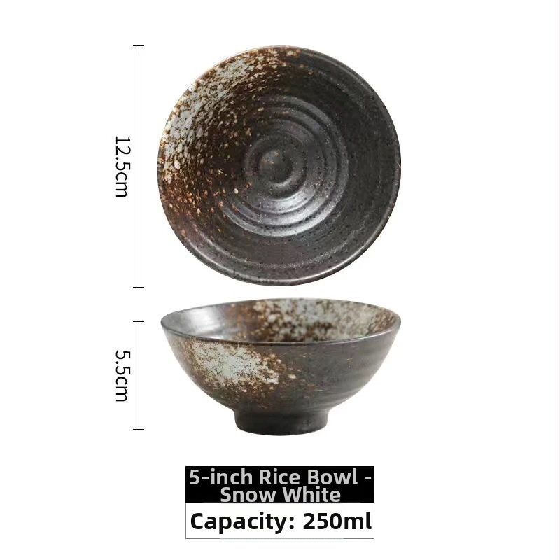 Japonský štýl porcelánová miska na ryžu, kruhový tvar, mikrovlnná vhodná, farebná glazúra, súprava riadu, možnosť potlače loga